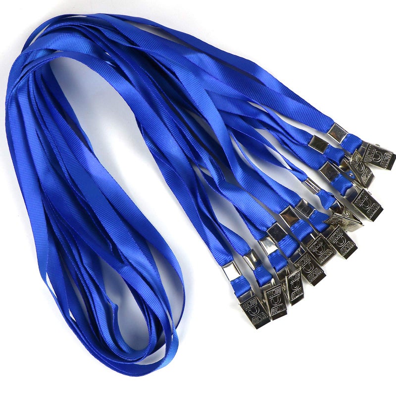 Bird Fiy Blue Lanyards 100 Pack 34" Premium Lanyard Bulldog Clips Bulk Nylon Flat Lanyard with Badge Clip - Image 1